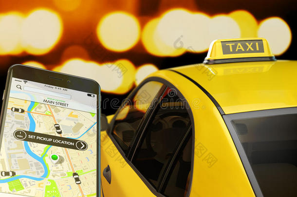 从手机概念呼叫出租车