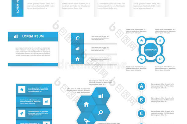 摘要蓝色信息图元素展示模板平面设计集小册子传单营销