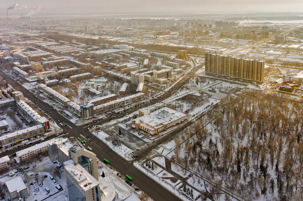 图门市居民区的鸟瞰图。 俄罗斯