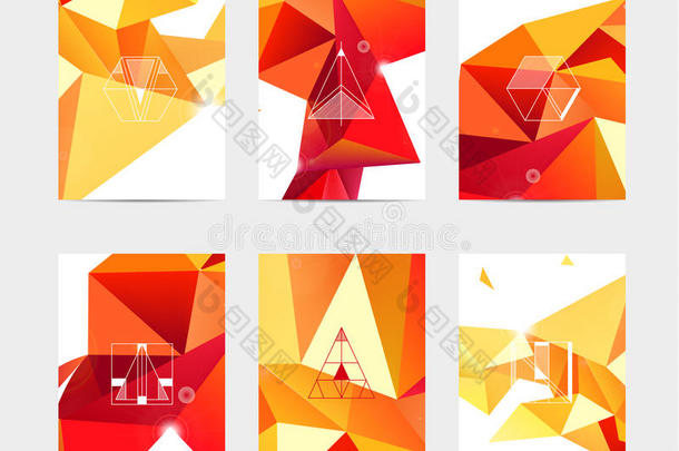 抽象彩色用户界面模板以几何三角形模式设置集合标签