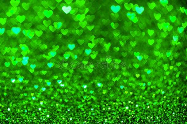 绿色心脏博克的背景。 情人节纹理。