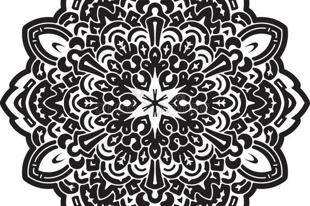 抽象黑色矢量圆形花边设计-曼陀罗，装饰元素。