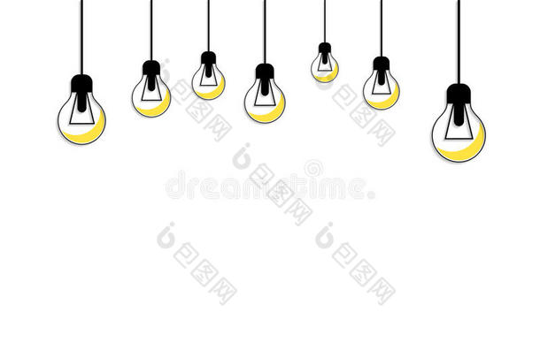 发光的黄色灯泡。 想法概念