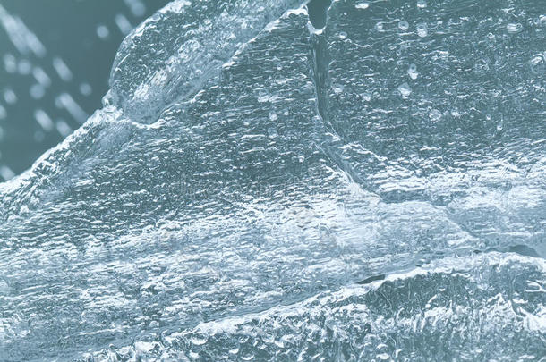 冷冻冰块纹理，冰冷纹理表面宏观视图，软焦点