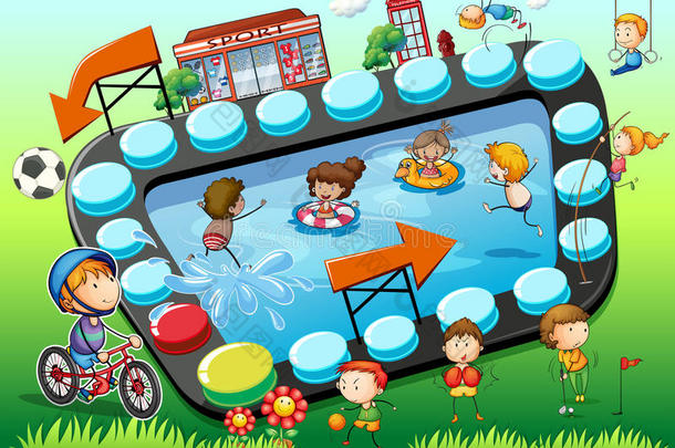 游戏模板与儿童和体育背景