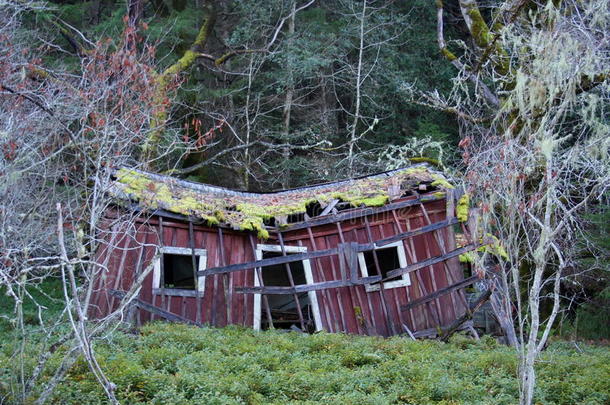 被遗弃的小屋塌陷的建设危险的