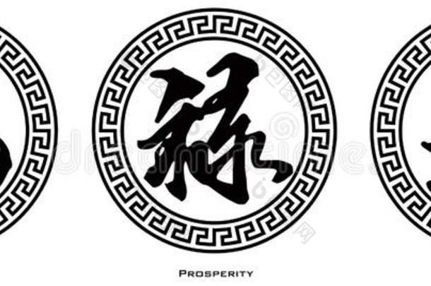 中国文字书法好运、繁荣、长寿