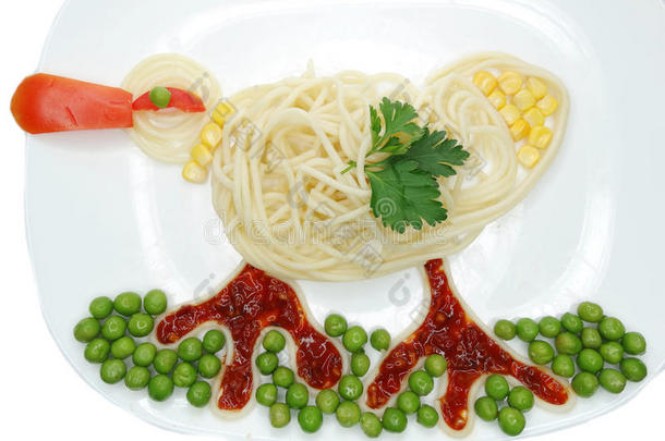 创意蔬菜食物晚餐鸟形式
