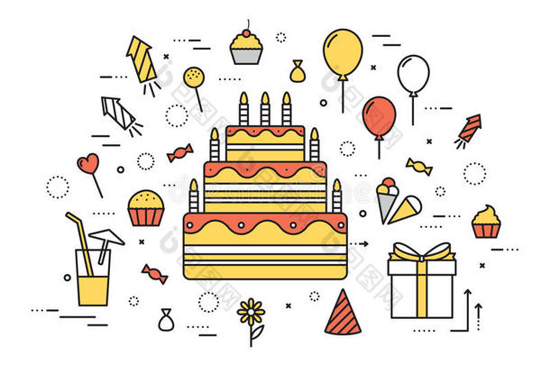 周年纪念日气球蛋糕蜡烛糖果