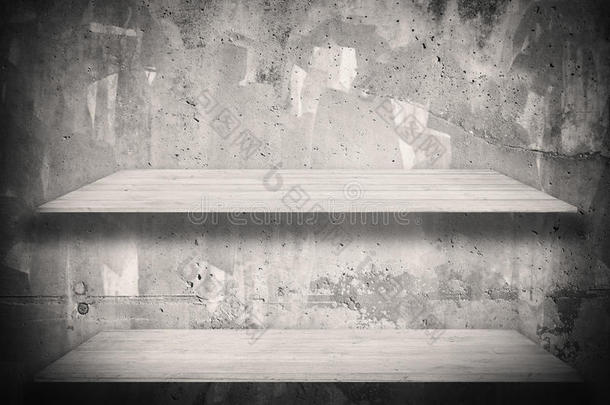 混凝土篦风化灰墙，木架，台面