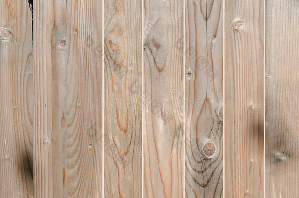 棕色木栅栏，特写，纹理，背景。 天然木材。 竖条