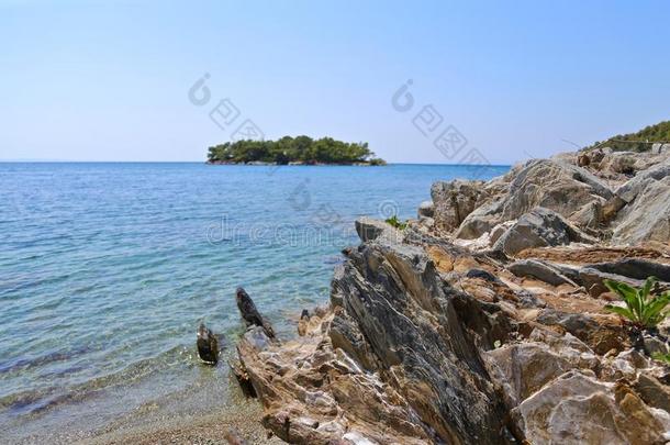 爱琴海<strong>海滩希腊</strong>哈尔基季基岛