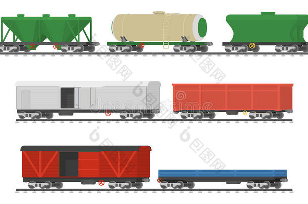 基本的火车。 货运铁路汽车的收集。