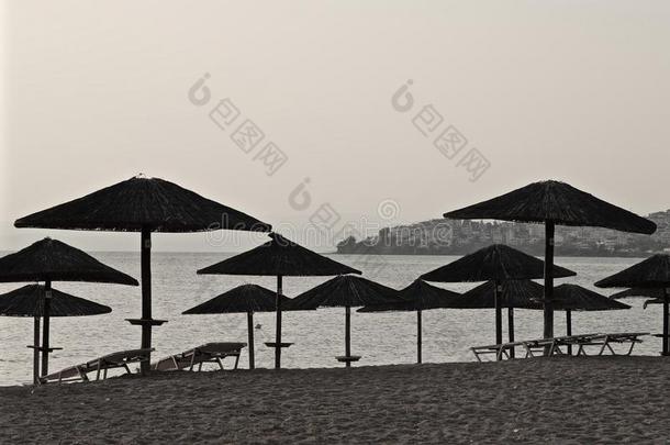 海滩希腊哈尔基季基地中海单色
