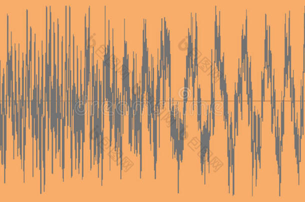 橙色背景上的灰色声波。