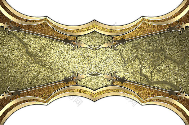 白色背景上的金色铭牌。 设计元素。 设计模板。 复制广告小册子或公告的空间