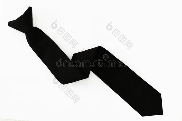 黑色领带隔离，白色背景上的黑色领带