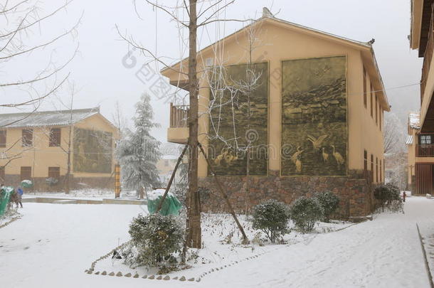 大山堡，中国-2016年2月2日：云南大山堡雪覆盖的市中心