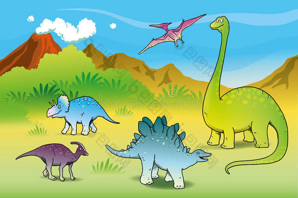 恐龙双目说明插图风景