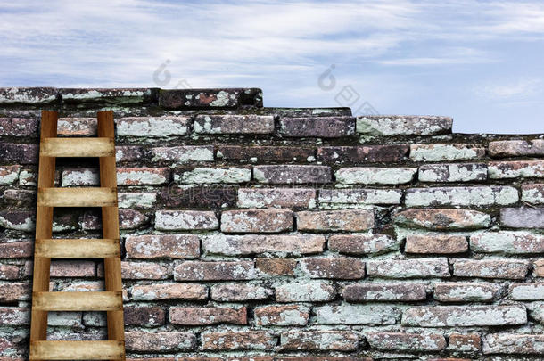 砖墙与木梯背景
