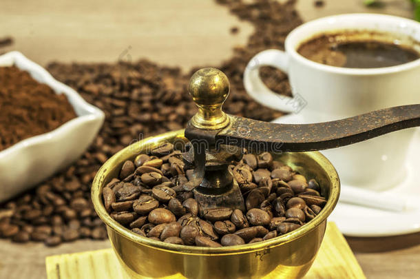 咖啡磨床，咖啡豆，咖啡和磨咖啡