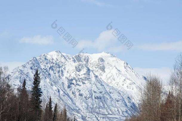阿拉斯加。山。冰<strong>雪蓝天</strong>的<strong>冬季</strong>景观。