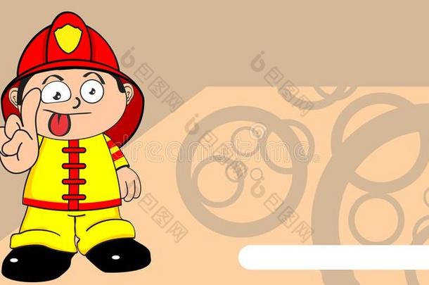 有趣的年轻消防员孩子<strong>卡通</strong>背景