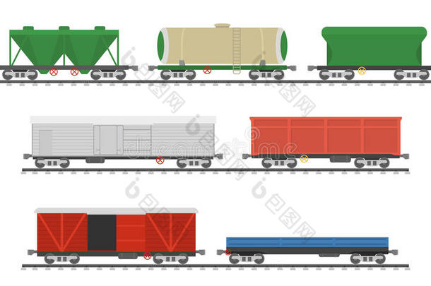 基本的火车。 货运铁路汽车的收集。