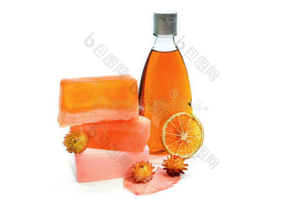 手工肥皂，橙色淋浴<strong>凝胶</strong>瓶