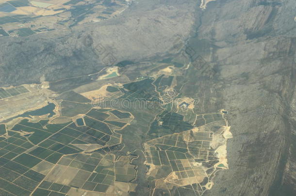 南非靠近开普敦、非洲农业的农田<strong>航空照片</strong>