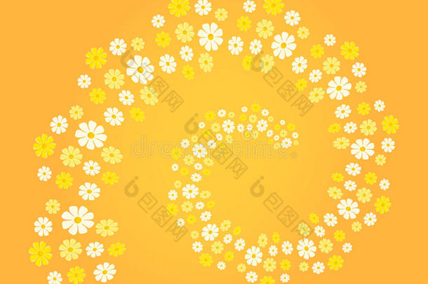花螺旋（花旋流)在不同的白色，<strong>黄色</strong>和橙色背景(<strong>主题</strong>，卡片）