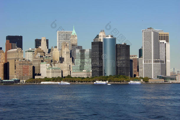 美国纽约市中心摩天大楼的城市景观
