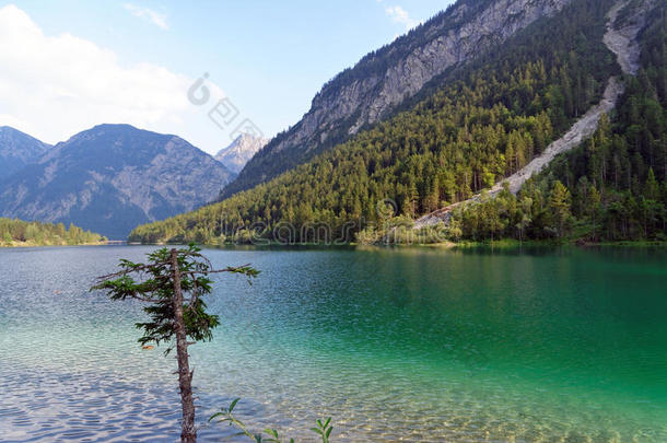 阿尔卑斯山奥地利背景蓝色平静的