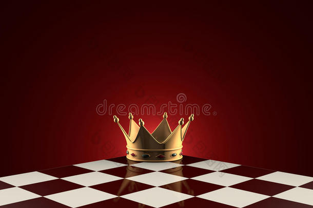金色皇冠（权力的象征）。 国际象棋隐喻。