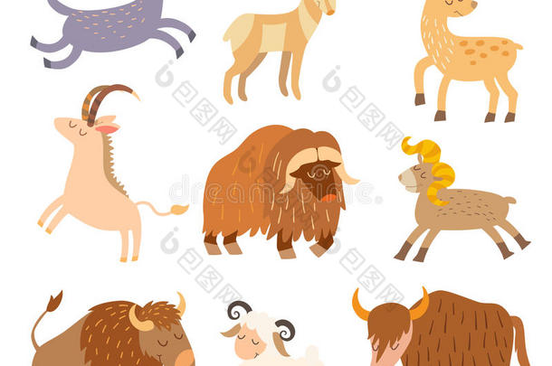 牛野生动物卡通扁平动物