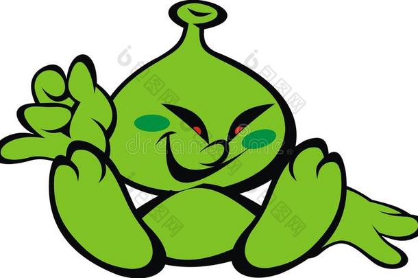绿色外星微笑怪物