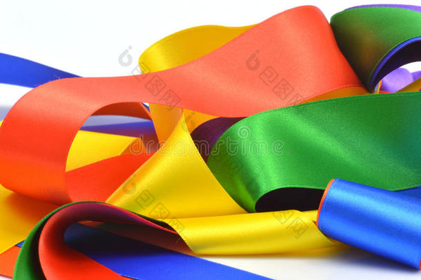 彩色丝带，红色，黄色，蓝色，绿色，橙色，紫色