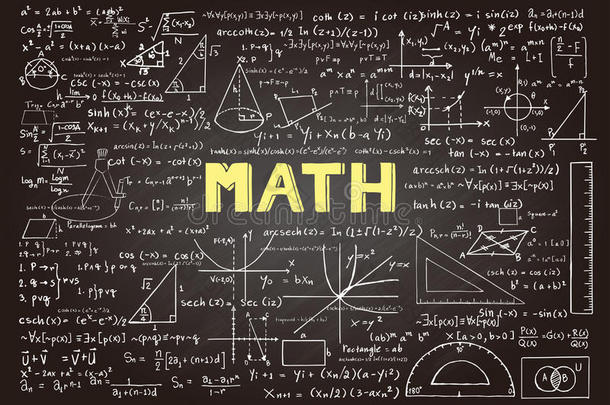 手绘背景、横幅、书籍封面等黑板上的数学公式。 教育行业