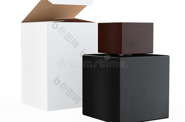 黑色香水瓶和包装盒