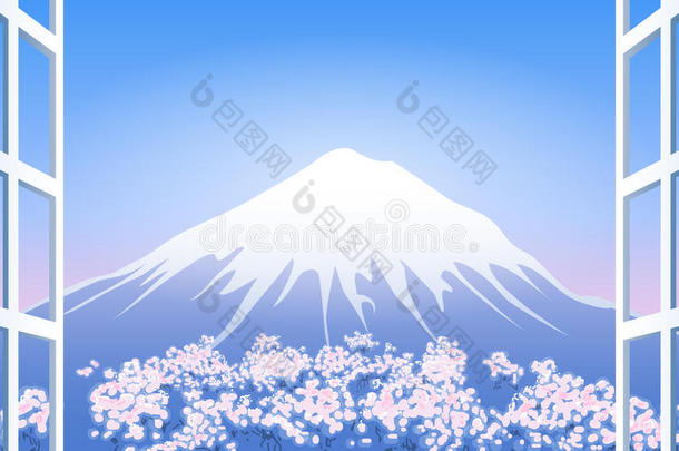 <strong>富士山</strong>周围的樱花