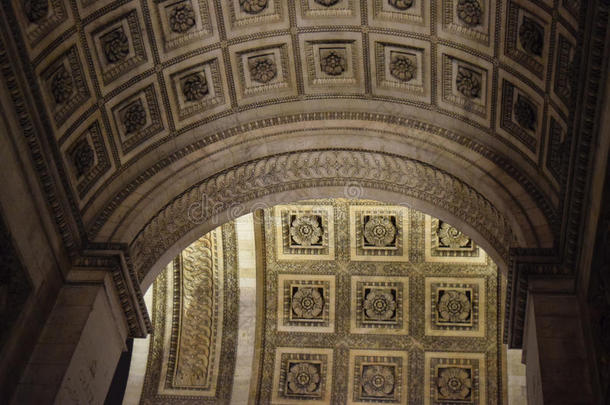 弧形细节，弧形德凯旋门，巴黎，12月