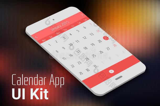 日历移动应用程序ui智能手机模型