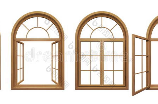 收集孤立的木制拱形窗户