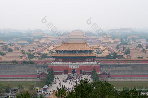 北京紫禁城从金山公园看