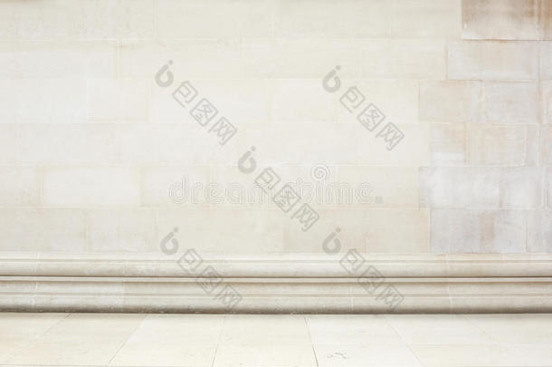 米色石材瓷砖墙和地板与装饰边界