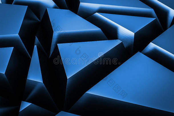 抽象随机<strong>切割形状</strong>金属背景蓝色