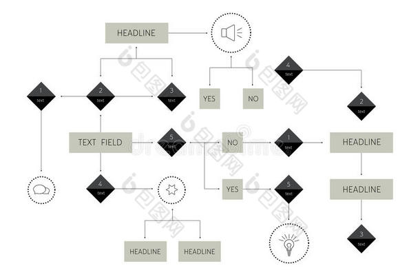 大流程图。 几何方案。 表示信息图形元素。