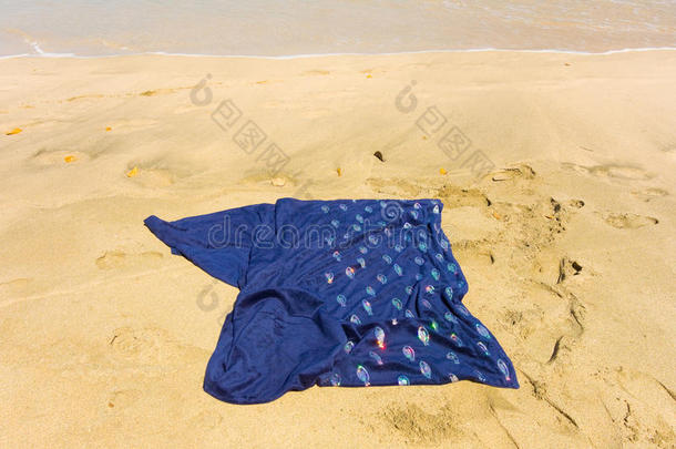 加勒比原始海滩上一<strong>条带</strong>亮片鱼的毛巾