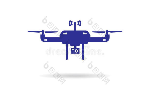 无人机图标。 白色背景上的矢量隔离无人机。 孤立的无人机。 空中无人机与相机拍摄摄影或视频Reco