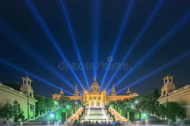 巴塞罗那魔法喷泉夜景